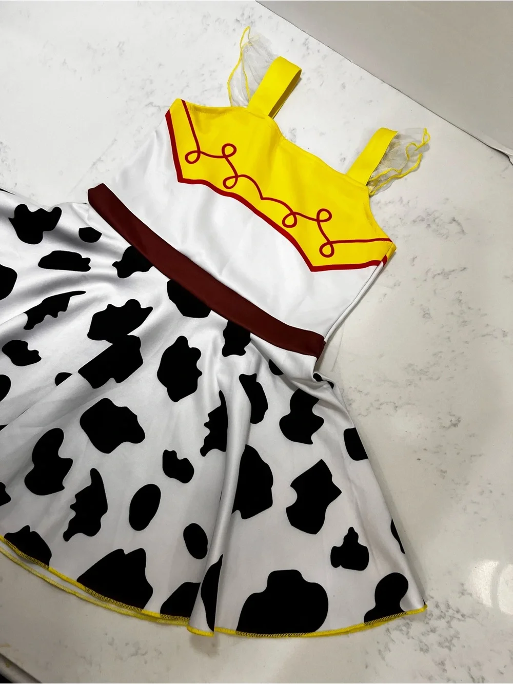Cowprint Sheriff-Inspired Dress in Yellow, Blue & White - Picture 6 of 14